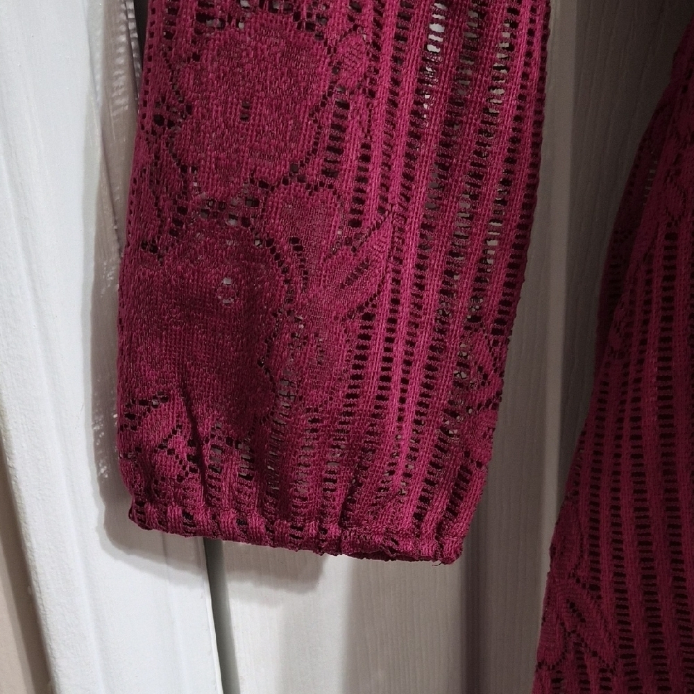 Maurices Wine Babydoll Dress Lacy 3/4 Sleeve Size Small NWT - Picture 7 of 14